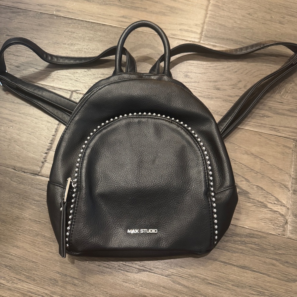 Max Studio Black Backpack‎ with Silver Details